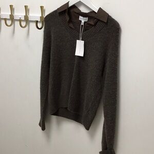 Lucy Paris Oren mixed Dark Brown V-Neck Sweater